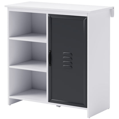 Modern Buffet - Storage Unit on Feet 3 Niches Cupboard - in Wood and Gray Metal Door