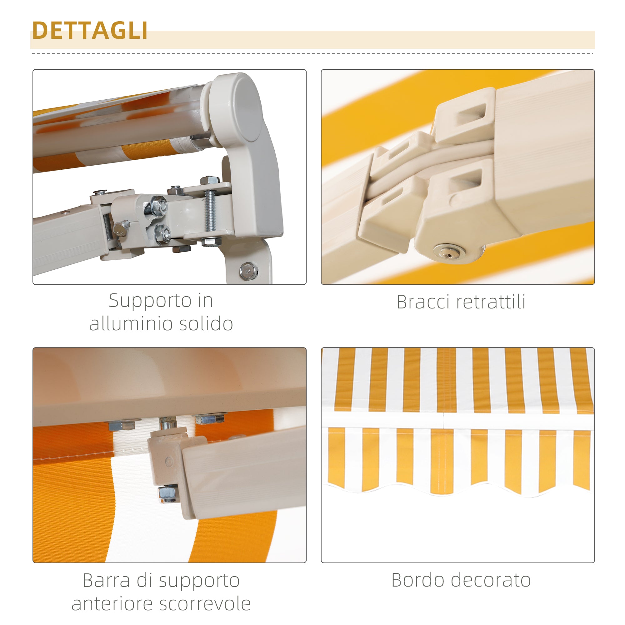 Manual Retractable Awning 295 x 245 cm Outdoor Terrace Awning with Crank, Adjustable Angle 45°-85°, Aluminum and 280g/m² Polyester, Terrace Awning, Balcony, Courtyard, Orange
