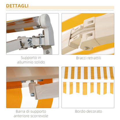 Manual Retractable Awning 295 x 245 cm Outdoor Terrace Awning with Crank, Adjustable Angle 45°-85°, Aluminum and 280g/m² Polyester, Terrace Awning, Balcony, Courtyard, Orange