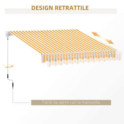 Manual Retractable Awning 295 x 245 cm Outdoor Terrace Awning with Crank, Adjustable Angle 45°-85°, Aluminum and 280g/m² Polyester, Terrace Awning, Balcony, Courtyard, Orange