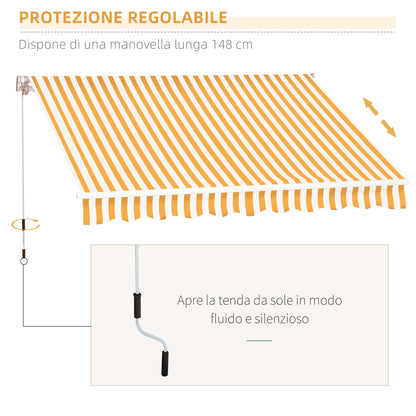 Manual Retractable Awning 295 x 245 cm Outdoor Terrace Awning with Crank, Adjustable Angle 45°-85°, Aluminum and 280g/m² Polyester, Terrace Awning, Balcony, Courtyard, Orange