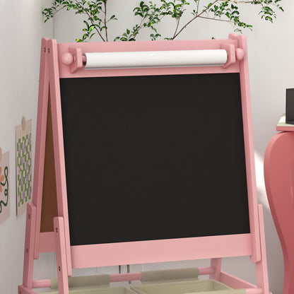 Children's Chalkboard, 3-in-1 Kids Easel, Double-Sided Kids Play Table, Whiteboard & Chalkboard, Stand with Paper Roll, 2 Storage Boxes, Other Accessories