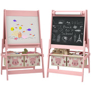 Children's Chalkboard, 3-in-1 Kids Easel, Double-Sided Kids Play Table, Whiteboard & Chalkboard, Stand with Paper Roll, 2 Storage Boxes, Other Accessories