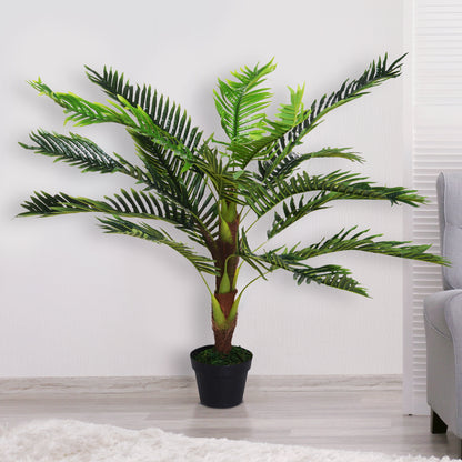 Artificial Palm Tree Height 123 cm Artificial Tree Decor Plastic Wire Pot Included Green