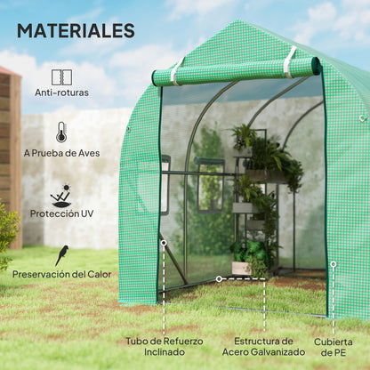 Outdoor Greenhouse 3x2x2 m Tunnel Greenhouse with 6 Mesh Windows and Door Vegetable Greenhouse for Patio Garden Green