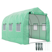 Outdoor Greenhouse 3x2x2 m Tunnel Greenhouse with 6 Mesh Windows and Door Vegetable Greenhouse for Patio Garden Green