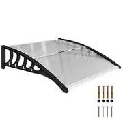Lean-To Canopy Awning for Front Door 103 x 96.5 x 27 cm Cover with UV Protection, Rain Protection Sun Protection for Outdoor Aluminum Transparent