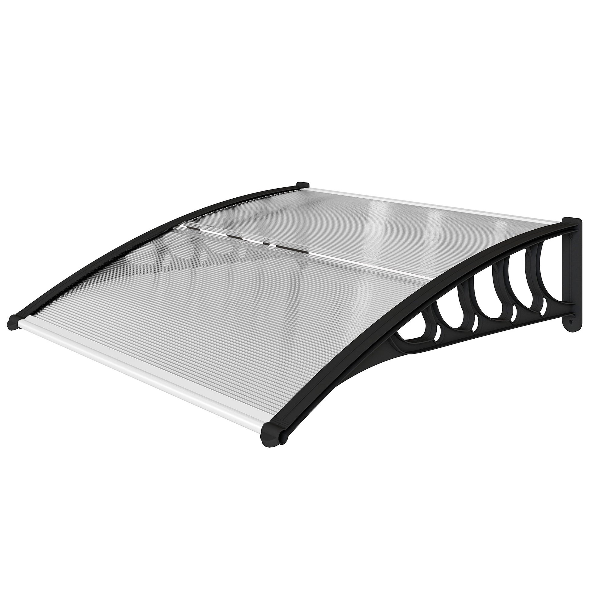 Lean-To Canopy Awning for Front Door 103 x 96.5 x 27 cm Cover with UV Protection, Rain Protection Sun Protection for Outdoor Aluminum Transparent
