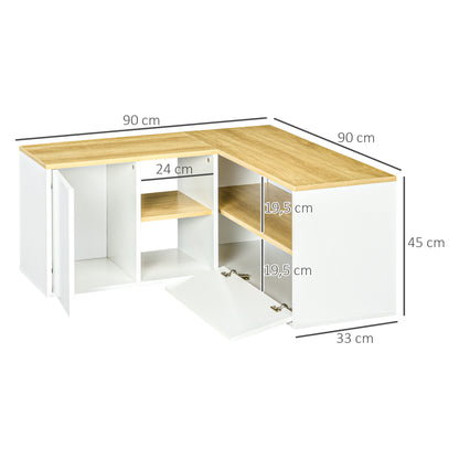 Corner TV Stand Television Stand up to 40 inches with Light Wood and White Storage
