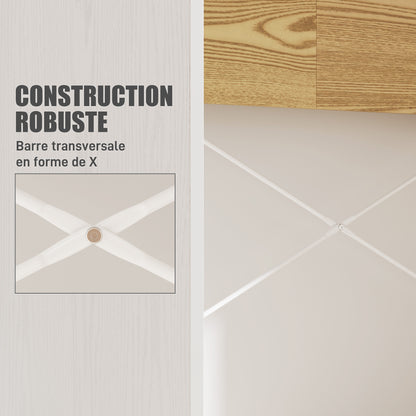 Computer Desk with Storage Table 110 x 50 cm with 2 Open Compartments and Shelf, Computer Desk for Bedroom, Small Spaces, White and Natural