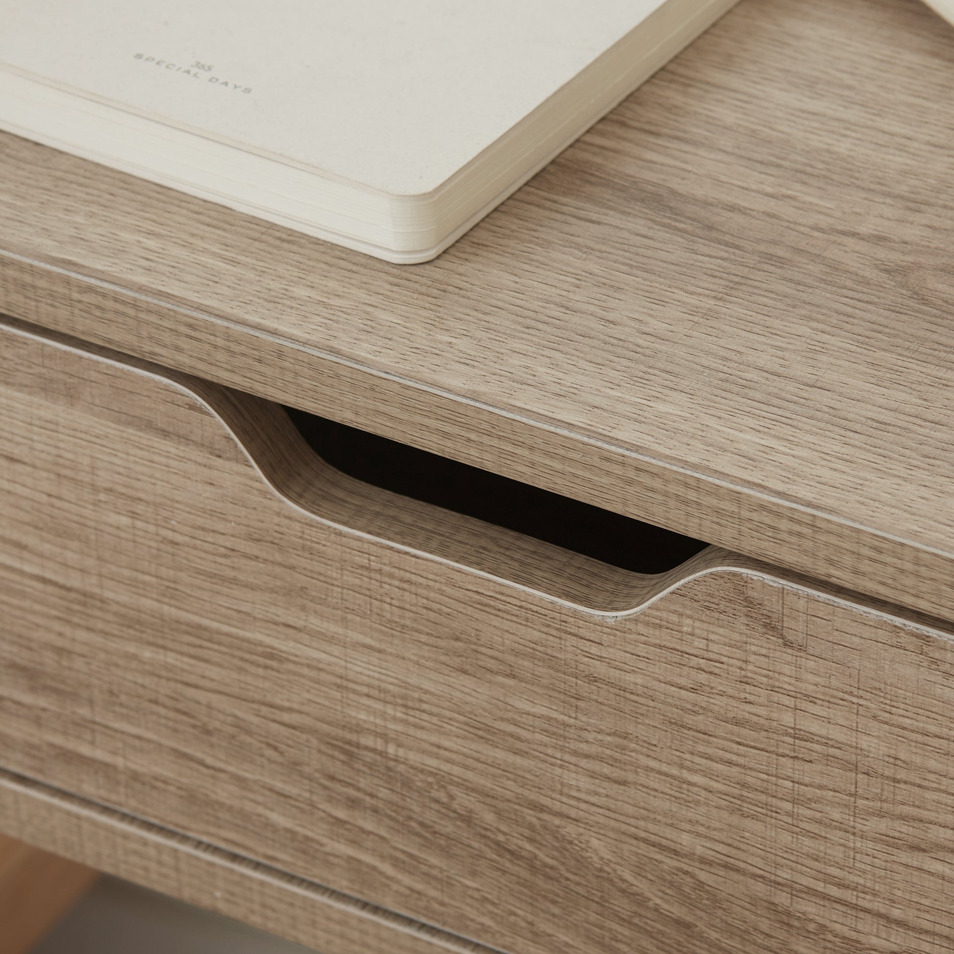 Set of 2 Wall-Mounted Bedside Tables Nightstands - Sliding Drawer, Shelf - Natural Particle Board 40W x 30D x 19.5H cm