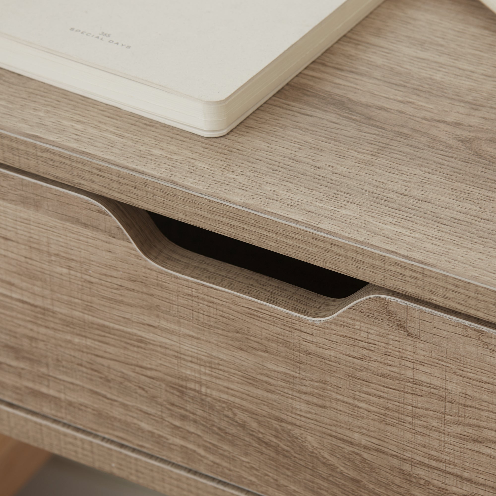 Set of 2 Wall-Mounted Bedside Tables Nightstands - Sliding Drawer, Shelf - Natural Particle Board 40W x 30D x 19.5H cm