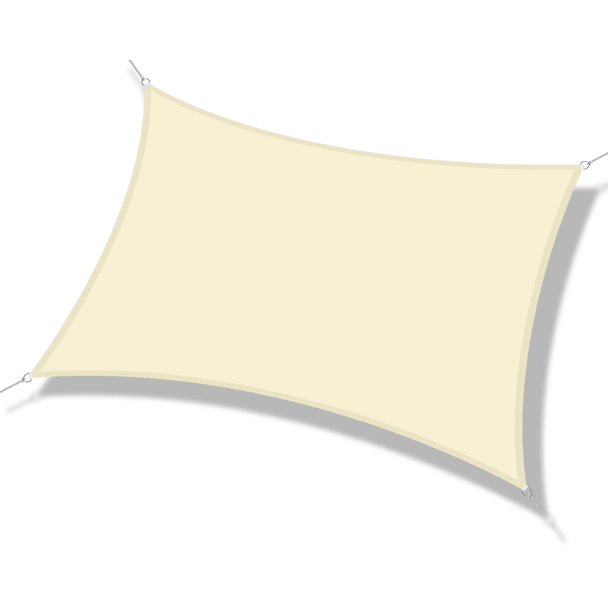 Square Sun Shade Sail 3x3 m Polyester Terrace Awning with Stainless Steel Ring and Ropes for Garden Patio Cream