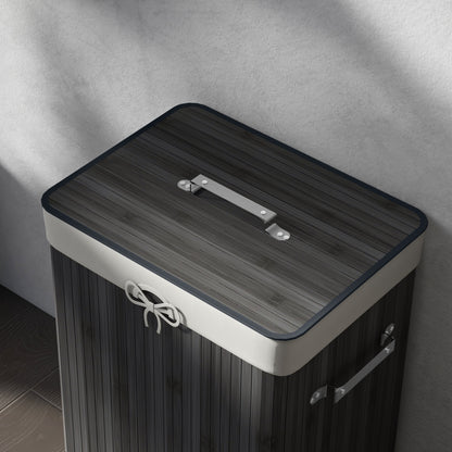 Bamboo Foldable Laundry Hamper with Lid, Handles, and Removable Bag for Bathroom 40x30x60 cm Dark Grey