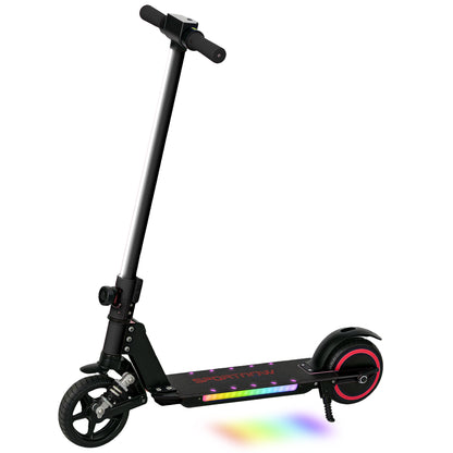 SPORTNOW Electric Scooter for Kids 6-14 Years Old, Foldable Electric Scooter for Kids, Max Speed 14 km/h Range of 6 km with Dual Brake, Colored Lights, Aluminum, Black