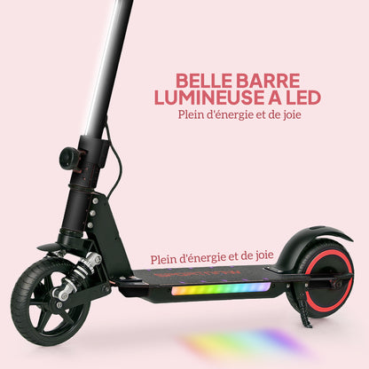SPORTNOW Electric Scooter for Kids 6-14 Years Old, Foldable Electric Scooter for Kids, Max Speed 14 km/h Range of 6 km with Dual Brake, Colored Lights, Aluminum, Black