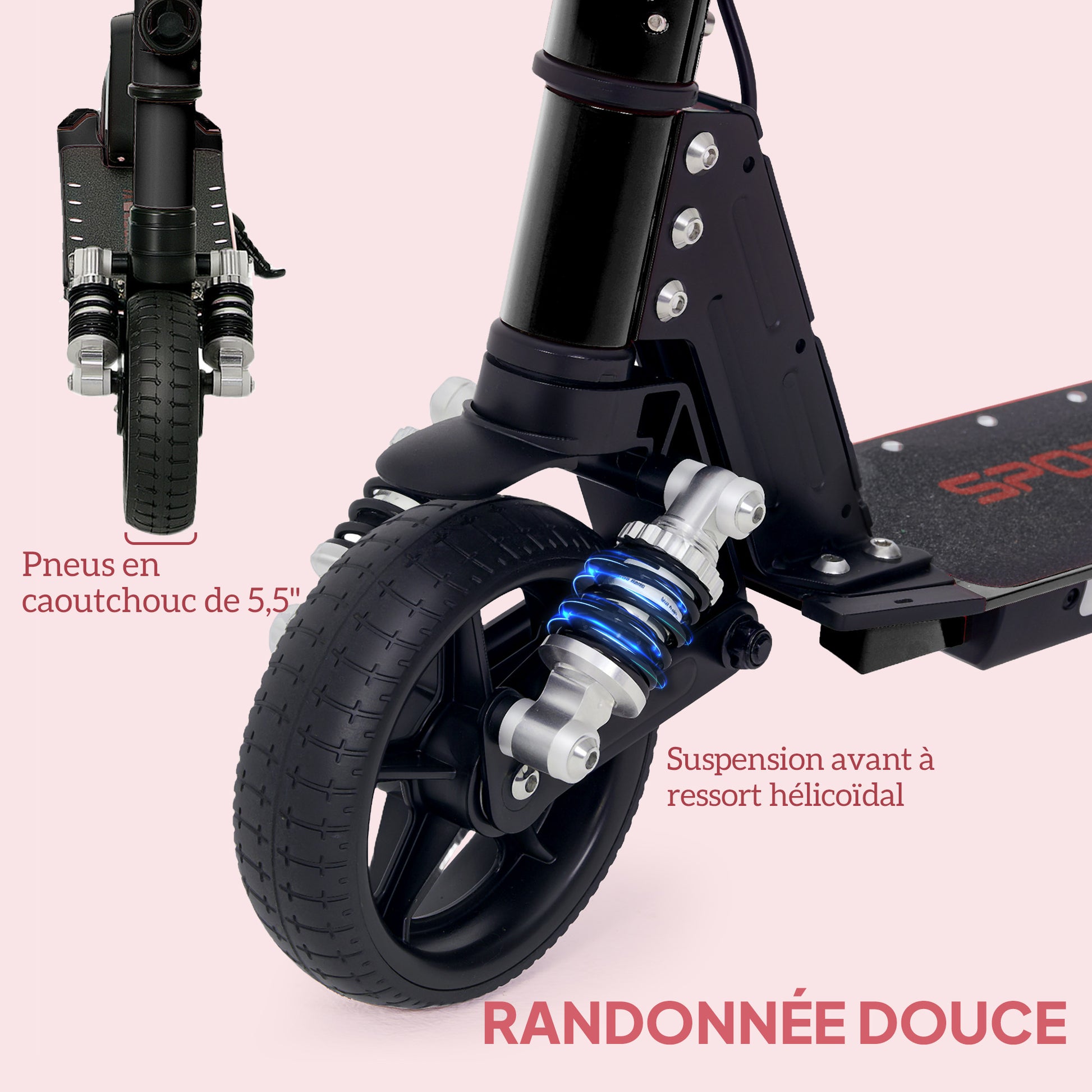 SPORTNOW Electric Scooter for Kids 6-14 Years Old, Foldable Electric Scooter for Kids, Max Speed 14 km/h Range of 6 km with Dual Brake, Colored Lights, Aluminum, Black