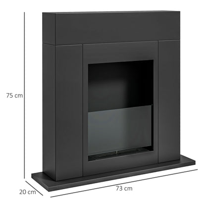 Bioethanol Fireplace Burner 0.9L, approximately 3-hour burning time 73 x 20 x 75 cm coverage 20-25 m² black steel