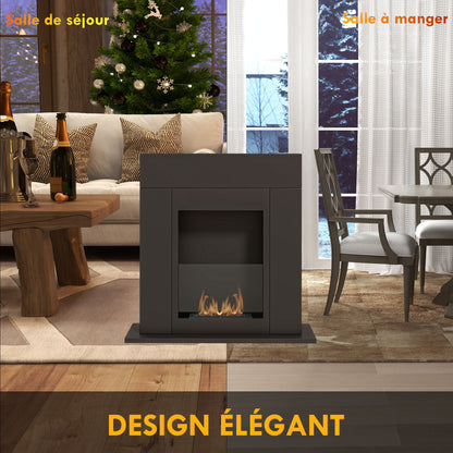 Bioethanol Fireplace Burner 0.9L, approximately 3-hour burning time 73 x 20 x 75 cm coverage 20-25 m² black steel