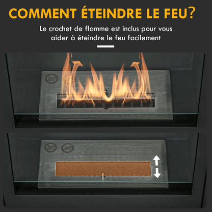 Bioethanol Fireplace Burner 0.9L, approximately 3-hour burning time 73 x 20 x 75 cm coverage 20-25 m² black steel