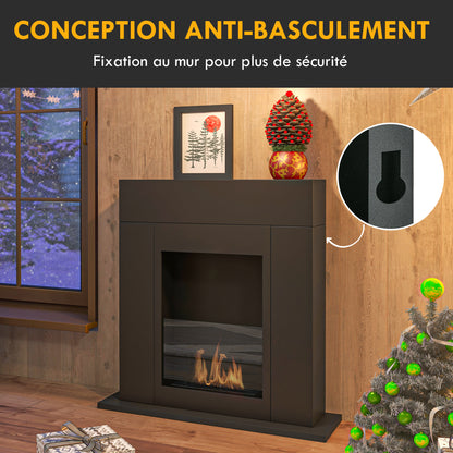 Bioethanol Fireplace Burner 0.9L, approximately 3-hour burning time 73 x 20 x 75 cm coverage 20-25 m² black steel