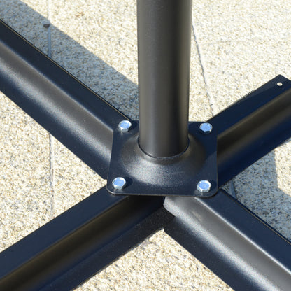Offset Garden Umbrella 2.7x2.7m with Adjustable Canopy, Cross Base, Air Vents, Crank, Tilted Patio Umbrella in Metal and Polyester, for Yard Terrace, Dark Gray