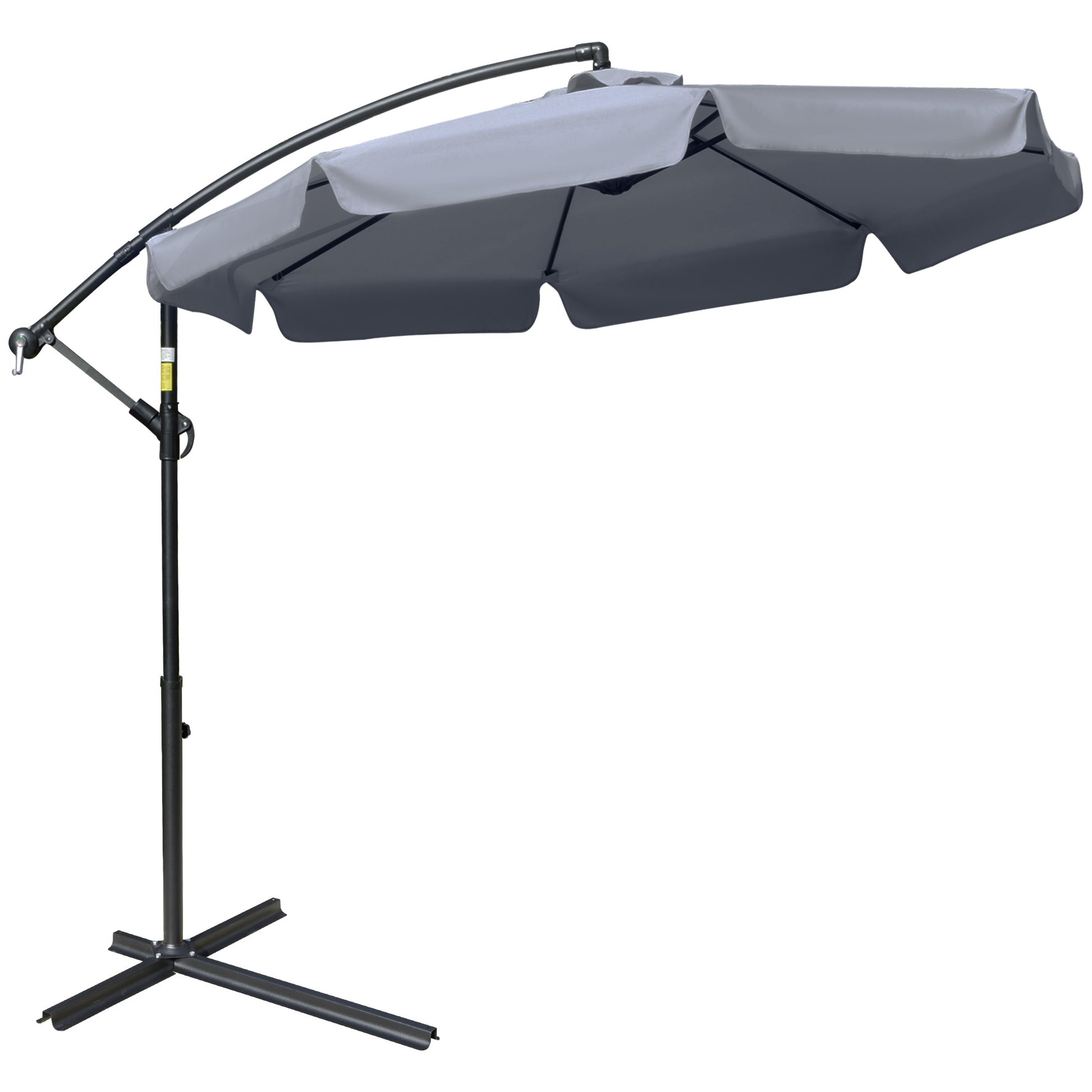 Offset Garden Umbrella 2.7x2.7m with Adjustable Canopy, Cross Base, Air Vents, Crank, Tilted Patio Umbrella in Metal and Polyester, for Yard Terrace, Dark Gray
