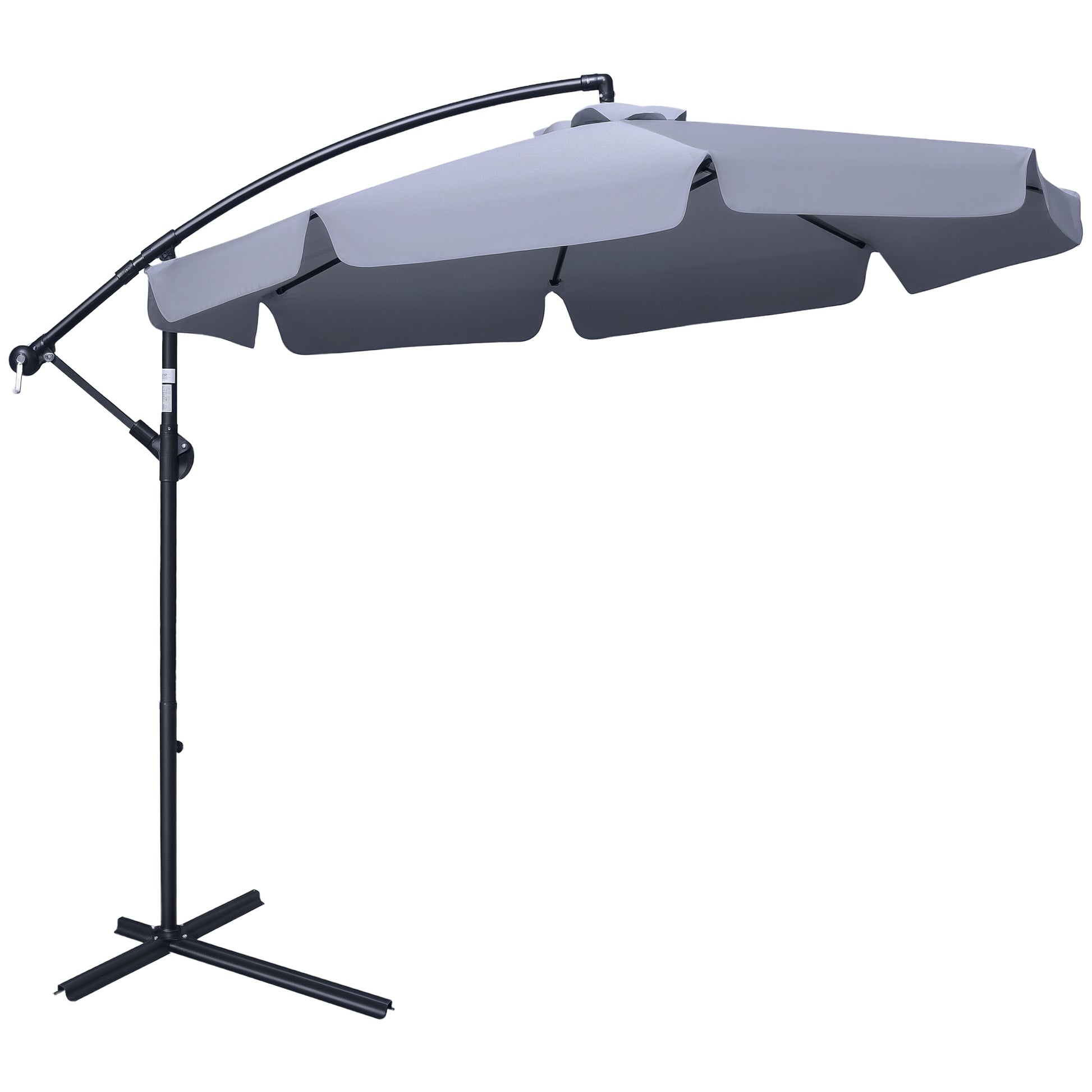 Offset Garden Umbrella 2.7x2.7m with Adjustable Canopy, Cross Base, Air Vents, Crank, Tilted Patio Umbrella in Metal and Polyester, for Yard Terrace, Dark Gray