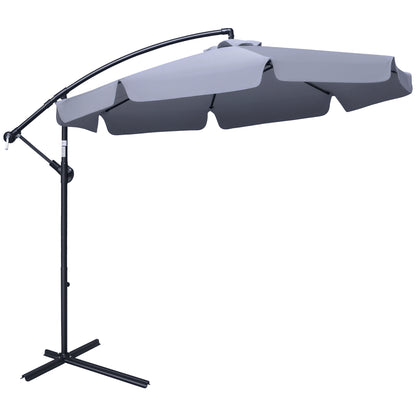 Offset Garden Umbrella 2.7x2.7m with Adjustable Canopy, Cross Base, Air Vents, Crank, Tilted Patio Umbrella in Metal and Polyester, for Yard Terrace, Dark Gray