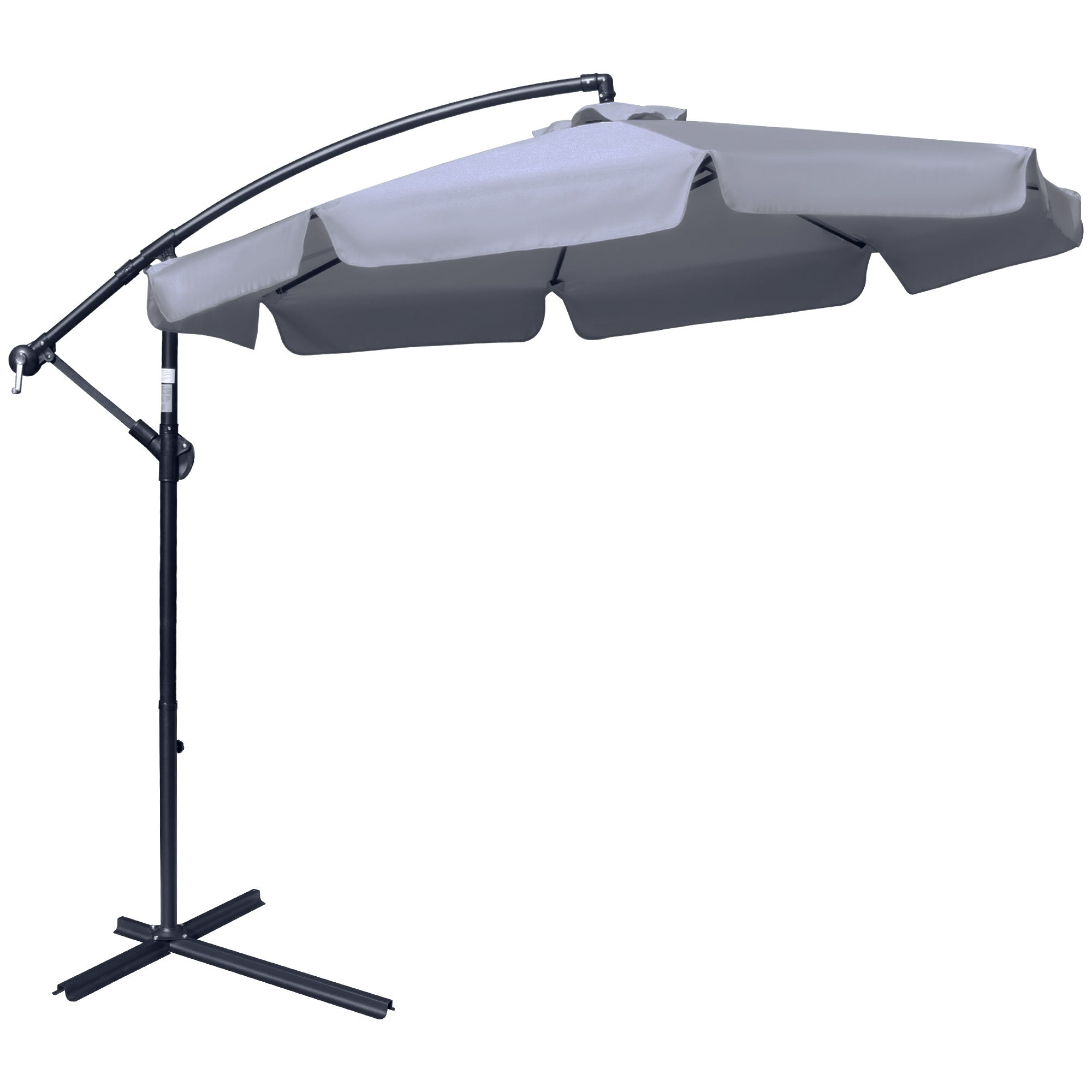 Offset Garden Umbrella 2.7x2.7m with Adjustable Canopy, Cross Base, Air Vents, Crank, Tilted Patio Umbrella in Metal and Polyester, for Yard Terrace, Dark Gray