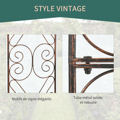 Garden Arch Rose Arch Vintage Wrought Iron Style 120L x 30W x 226H cm Black Copper-Aged Metal Epoxy