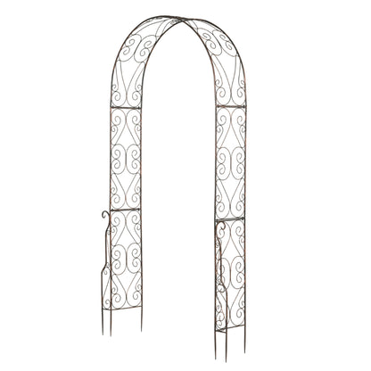 Garden Arch Rose Arch Vintage Wrought Iron Style 120L x 30W x 226H cm Black Copper-Aged Metal Epoxy