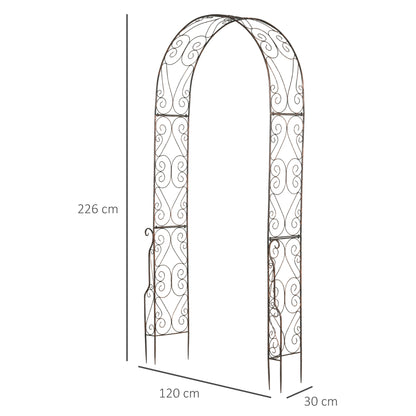 Garden Arch Rose Arch Vintage Wrought Iron Style 120L x 30W x 226H cm Black Copper-Aged Metal Epoxy