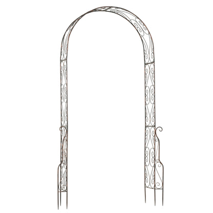 Garden Arch Rose Arch Vintage Wrought Iron Style 120L x 30W x 226H cm Black Copper-Aged Metal Epoxy