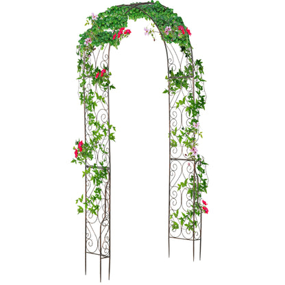 Garden Arch Rose Arch Vintage Wrought Iron Style 120L x 30W x 226H cm Black Copper-Aged Metal Epoxy