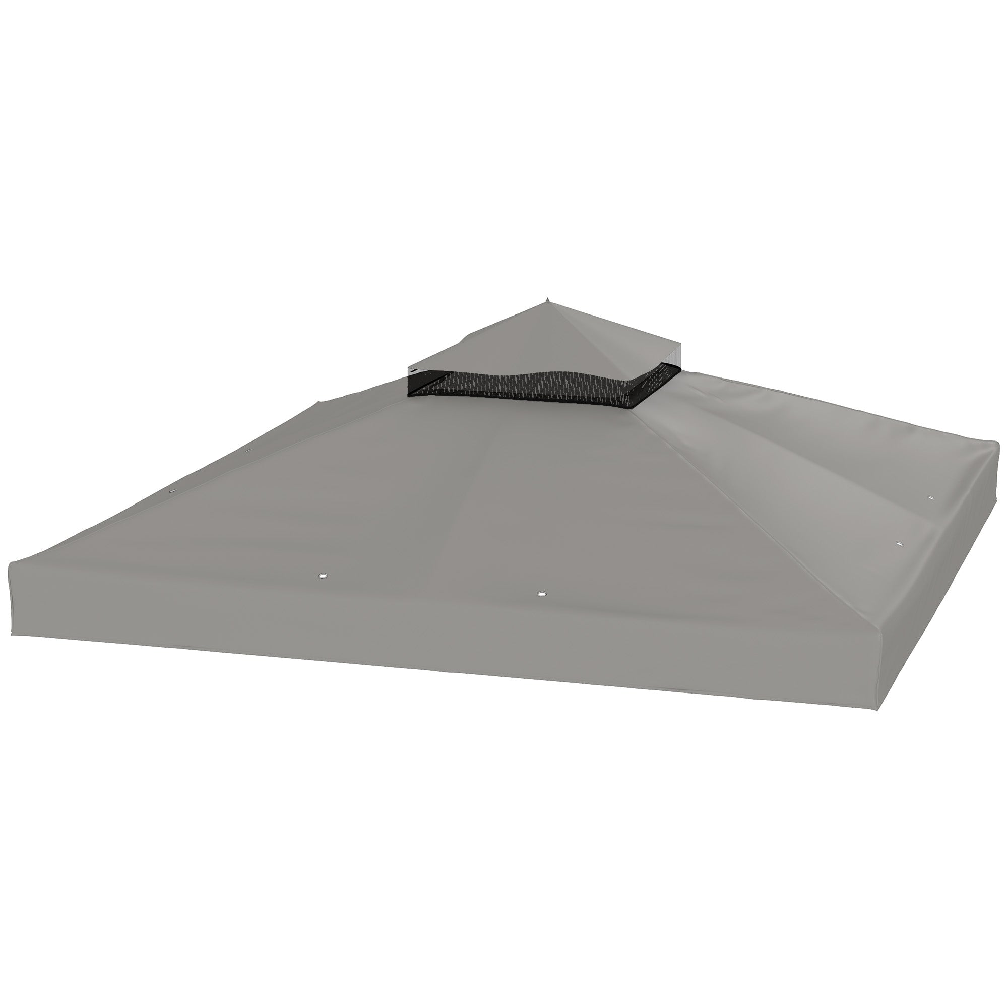 10' x 10' Replacement Gazebo Canopy Top — 2-Tier, Waterproof PVC-Coated 600D Oxford (370 g/m²), UPF30+, Drainage Holes, Gray