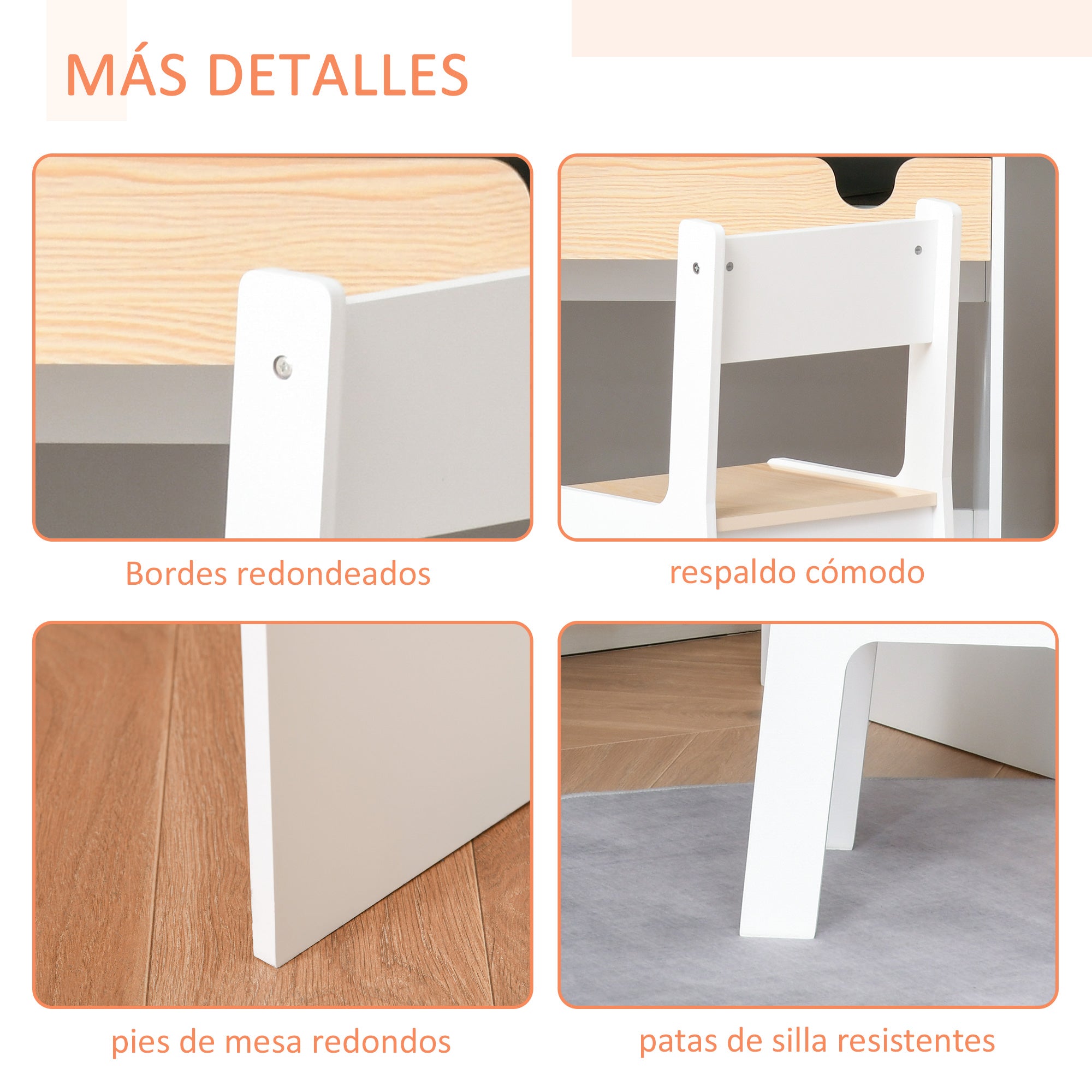 Kids Desk with Chair for 3-6 Years Old Children 2 in 1 Children's Desk Set 2 Pieces with Drawer and Bookshelves 70x50x75 cm White and Natural