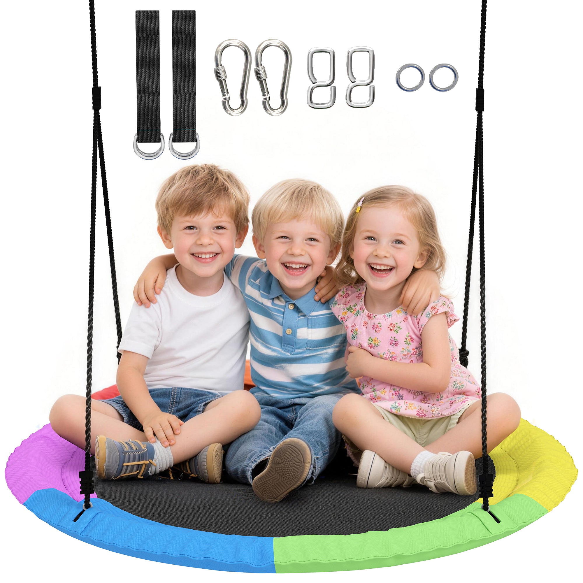 39.4" Adjustable Nest Swing Ø100 cm — Heavy-Duty Hanging Swing for Kids & Adults, Up to 661 lb, Indoor/Outdoor, Multicolor
