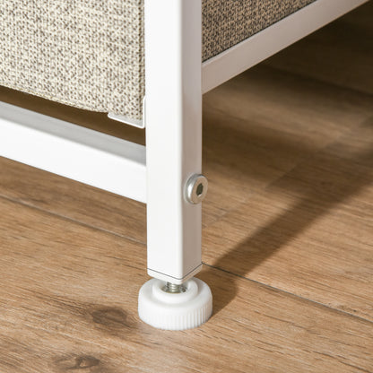 Drawer Cabinet Storage Cabinet with Foldable 7 Fabric Drawers Metal Frame + Wood + Non-Woven Fabric Light Grey 63.5 x 30 x 71 cm