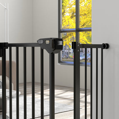 Door Safety Gate Stair Safety Gate with 14 cm Extension Door Gate without Drilling Staircase Gate for Widths 74-94 cm Swivelable on Both Sides Metal Black