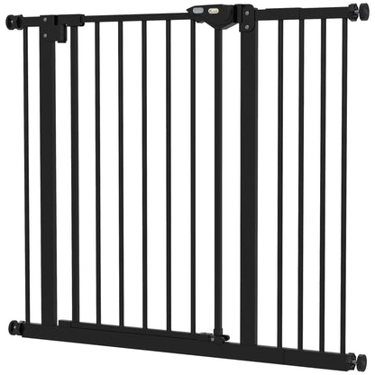 Door Safety Gate Stair Safety Gate with 14 cm Extension Door Gate without Drilling Staircase Gate for Widths 74-94 cm Swivelable on Both Sides Metal Black