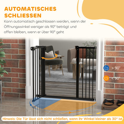Door Safety Gate Stair Safety Gate with 14 cm Extension Door Gate without Drilling Staircase Gate for Widths 74-94 cm Swivelable on Both Sides Metal Black