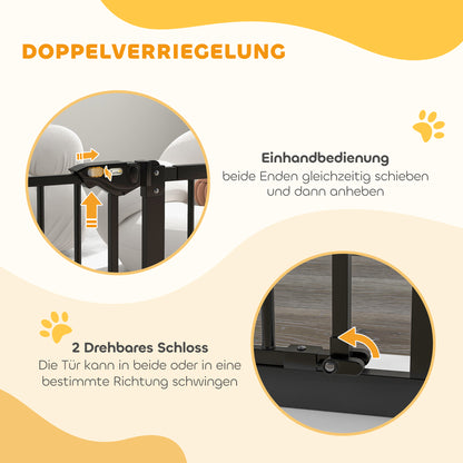 Door Safety Gate Stair Safety Gate with 14 cm Extension Door Gate without Drilling Staircase Gate for Widths 74-94 cm Swivelable on Both Sides Metal Black