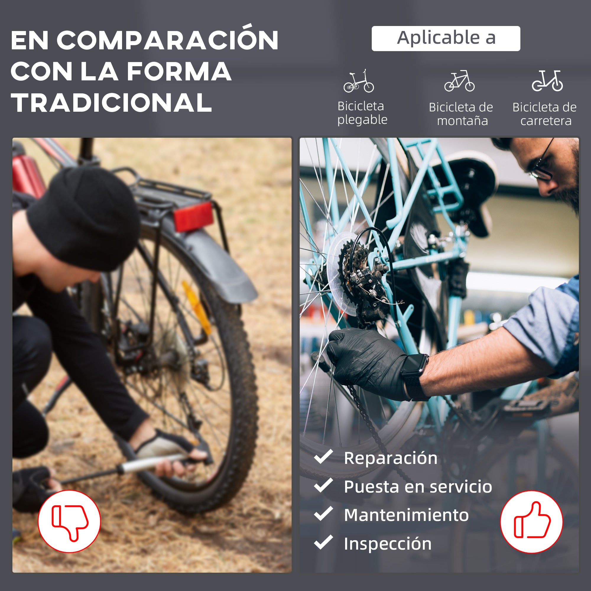 Bike Repair Stand 109-180cm with Tool Tray for Bike Maintenance