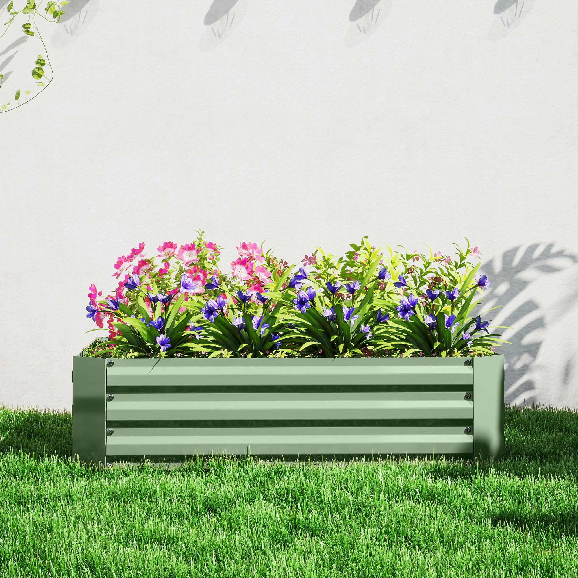 Raised Garden Bed from Steel, Planting Bed Cold Frame Garden Bed Flower Box stackable, Planting Box Vegetable Bed 120x90x30cm for Garden Balcony, Plant Pot for Flowers, Plants, Vegetables