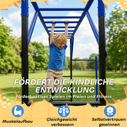 Outdoor Climbing Frame with Pull-Up & Gym Bar — Climbing Tower for Kids 3–8 Years, Supports up to 331 lb, Black