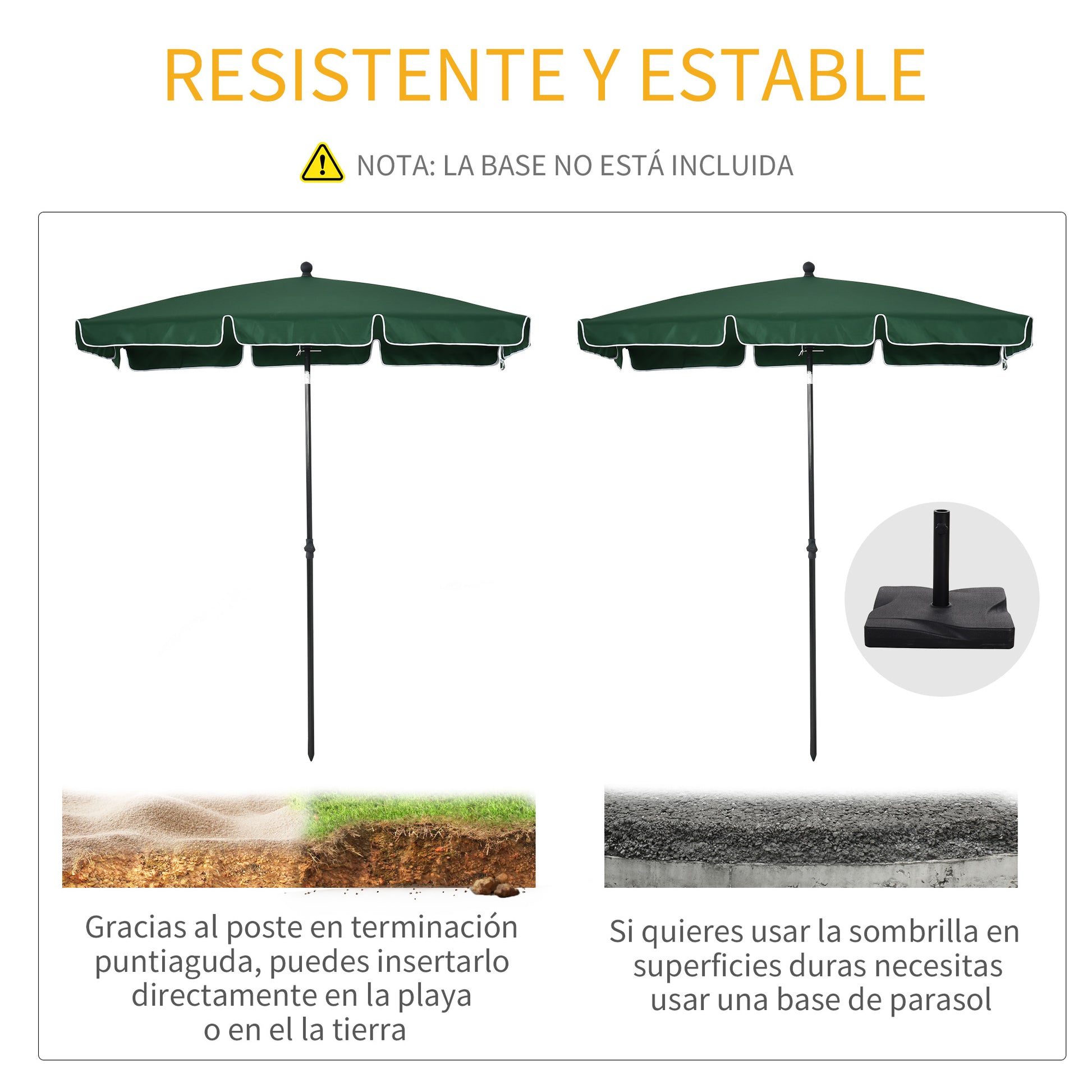 Aluminum Garden Umbrella 198x130x245 cm Rectangular Garden Parasol with Tilt Function for Terrace Patio Outdoor Green