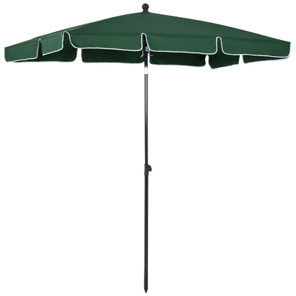 Aluminum Garden Umbrella 198x130x245 cm Rectangular Garden Parasol with Tilt Function for Terrace Patio Outdoor Green
