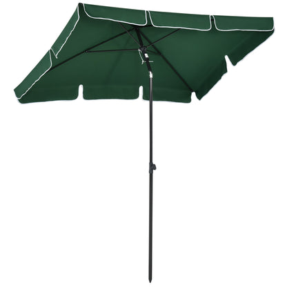 Aluminum Garden Umbrella 198x130x245 cm Rectangular Garden Parasol with Tilt Function for Terrace Patio Outdoor Green