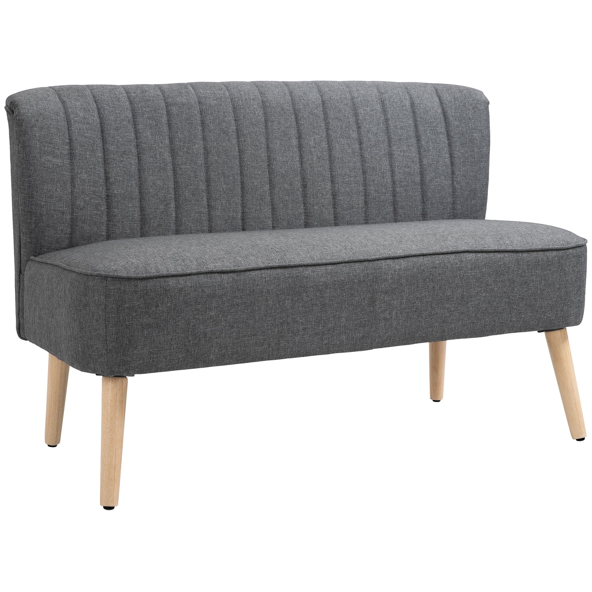 2-Seater Fabric Sofa Upholstered Sofa Double Sofa Retro Look Seating Furniture Lounge Sofa Wooden Frame Light Grey 117 x 56.5 x 77 cm
